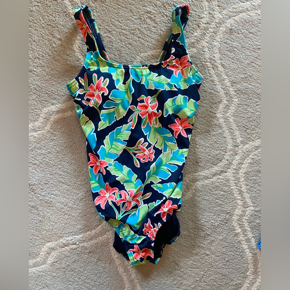 Lands End Floral Swimsuit Like New 6